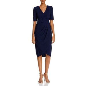 Adrianna Papell dress womens 6 navy blue shift midi formal wedding dance office